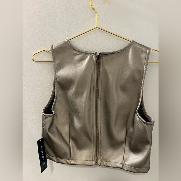 NWT Kirious Los Angeles Faux Leather Top - Metallic - Picture 5 of 6